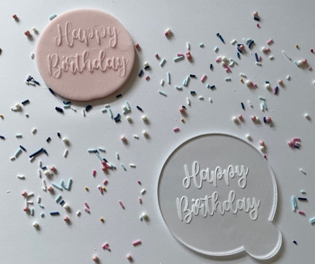 Happy Birthday Debosser - Acrylic Cupcake / Cookie Stamp