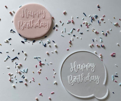 Happy Birthday Debosser - Acrylic Cupcake / Cookie Stamp