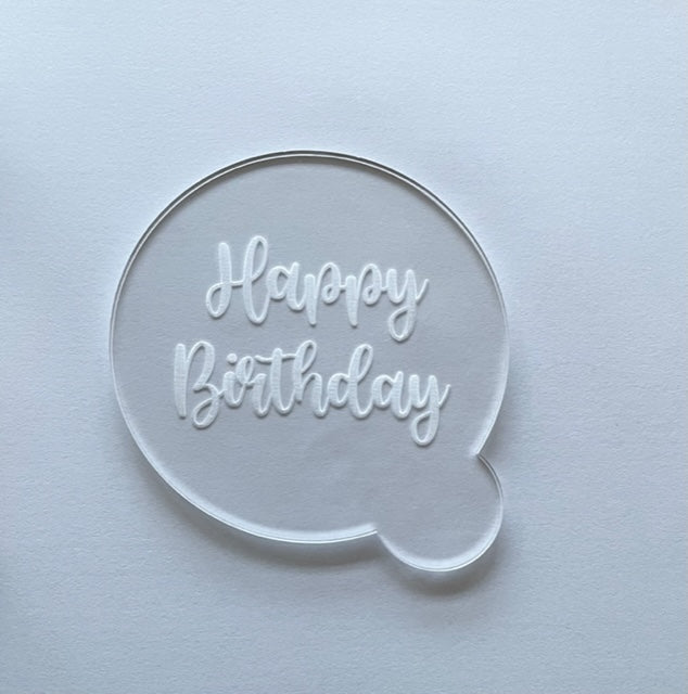 Happy Birthday Debosser - Acrylic Cupcake / Cookie Stamp