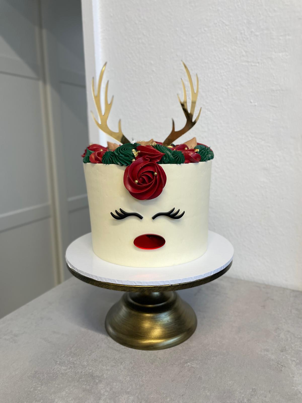 Reindeer Antler Acrylic Cake Topper Set with Eyes and Nose