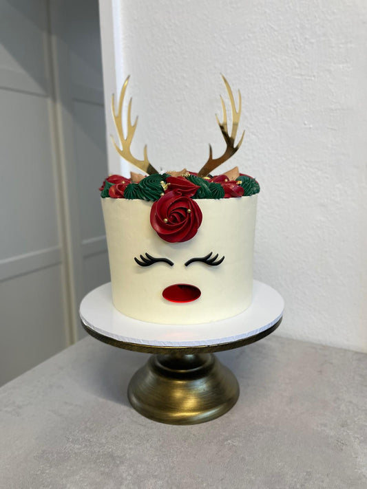 Reindeer Antler Acrylic Cake Topper Set with Eyes and Nose